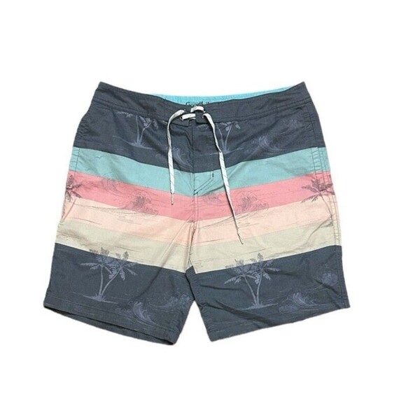 Goodfellow & Co Swim Trunks board shorts gray pink blue 34 summer surf beach - Picture 1 of 16